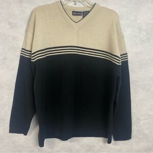 Vintage Faded Glory Men's V-Neck Sweater in Black and Cream